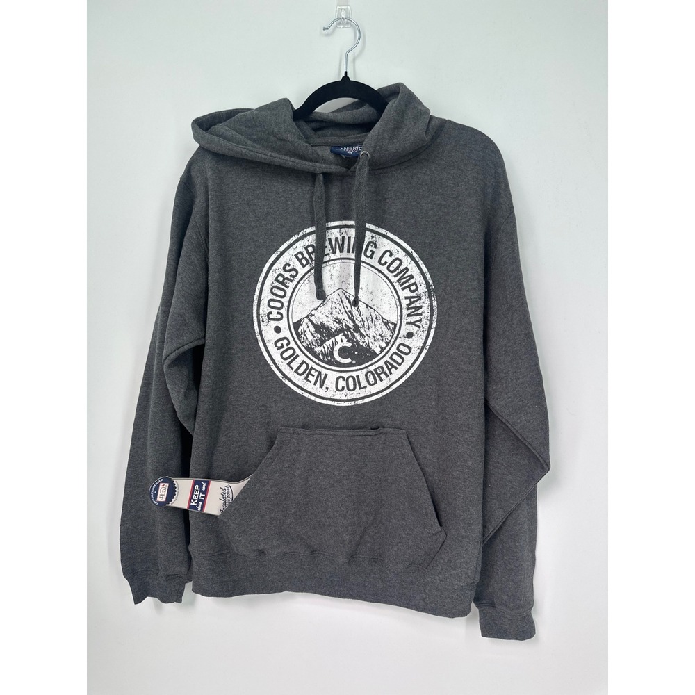 Coors Brewing Company Hoodie Mens M Golden Colorado Gray Tailgate Hood NWT